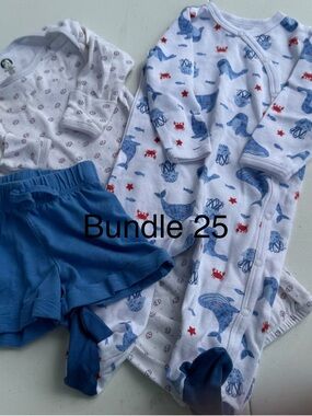 Gerber White and Blue Sea Animal Print One-Piece Bundle